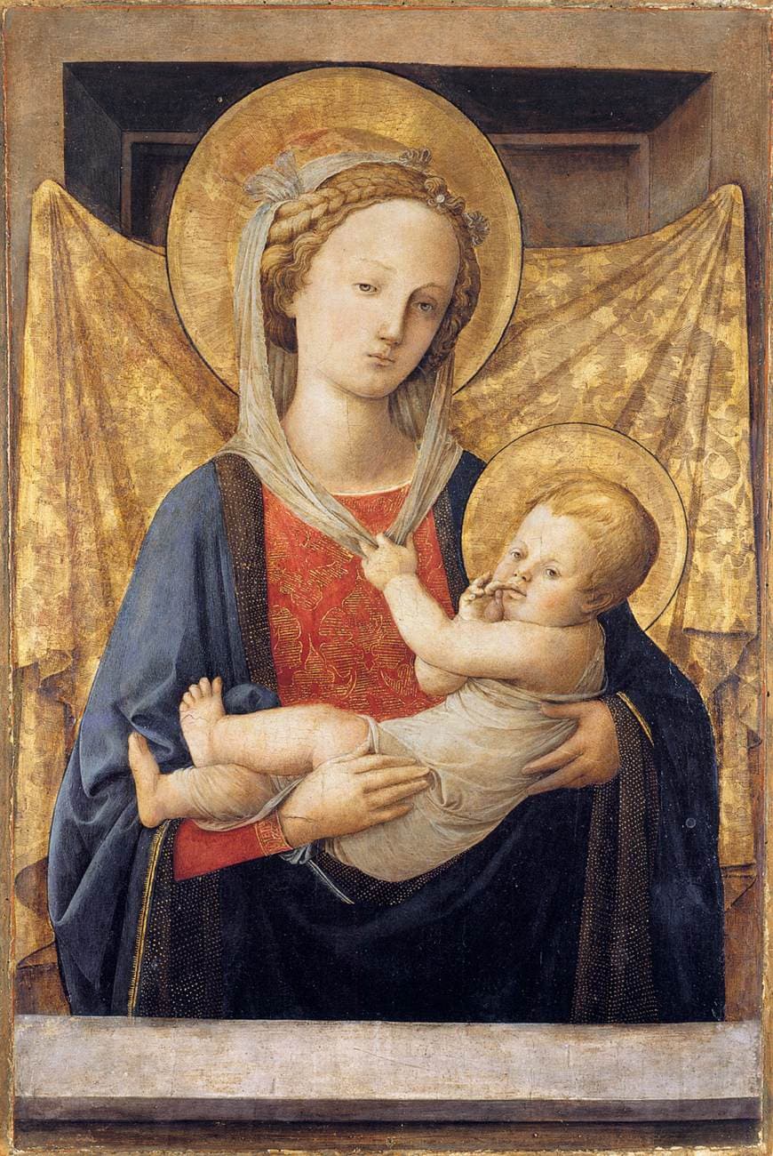 Fra Filippo Lippi, Madonna e Menino, têmpera sobre painel — obra da fase inicial do pintor florentino