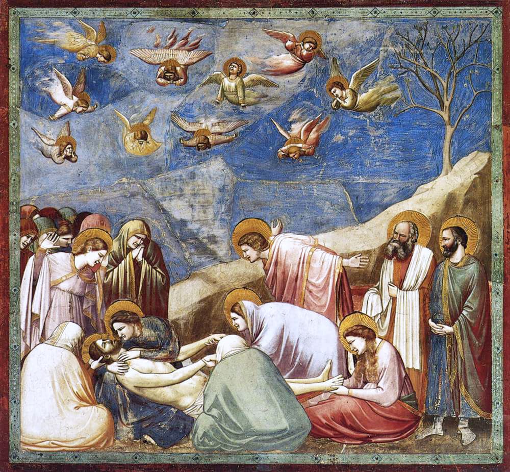 Giotto, Lamentação sobre o Cristo morto (Compianto sul Cristo morto), afresco da Capela Scrovegni, Pádua, 1304-1306