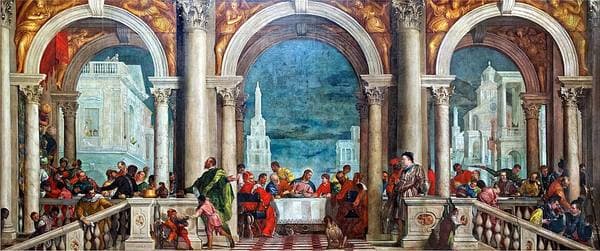 Paolo Veronese, Dinner (even banquet or feast) in Casa Levi - Oil on canvas of V